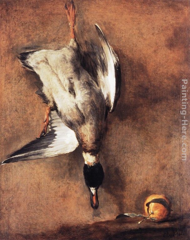 Wild Duck with a Seville Oraange painting - Jean Baptiste Simeon Chardin Wild Duck with a Seville Oraange art painting